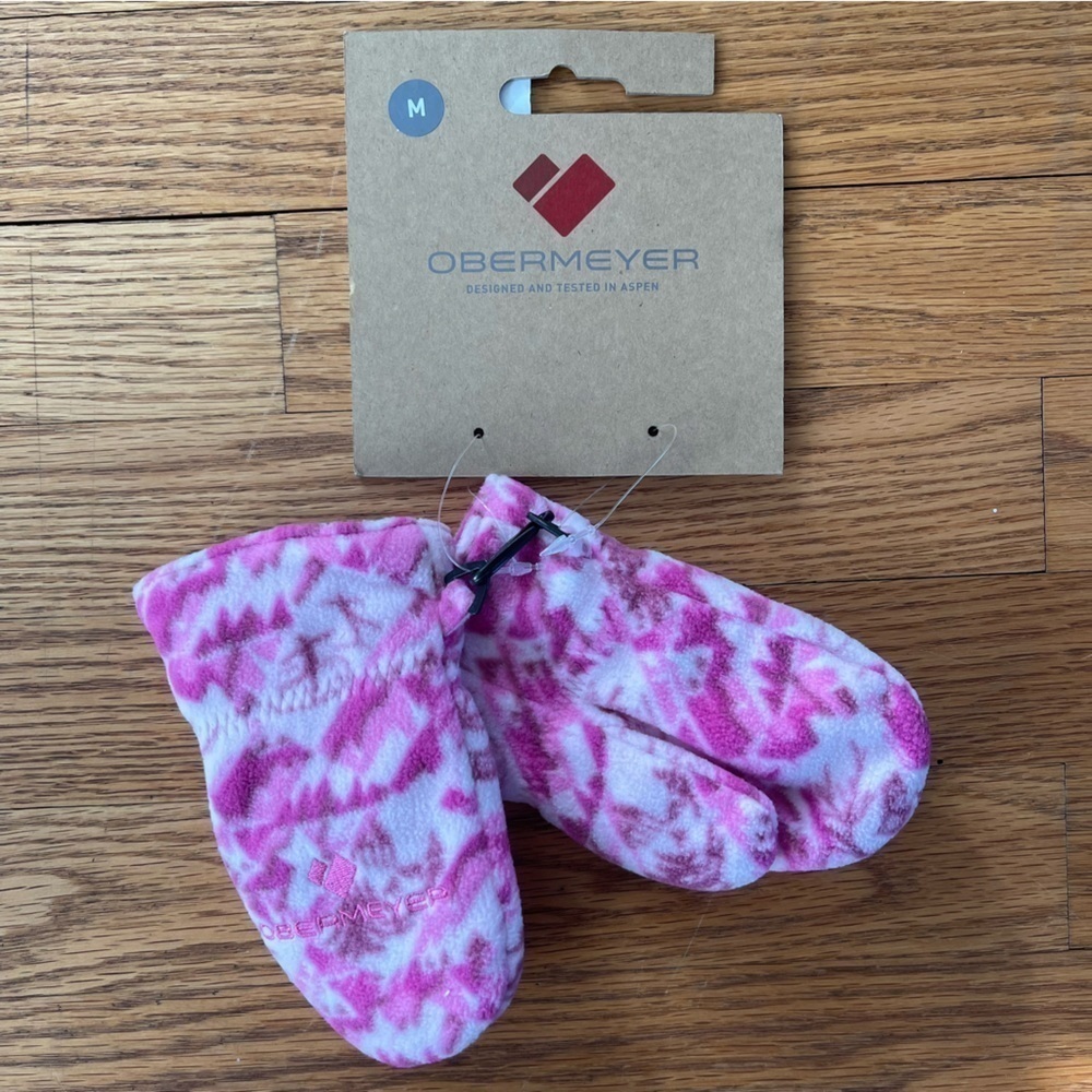 NEW Obermeyer Finley Fleece Mitten Unisex Pink Medium NWT